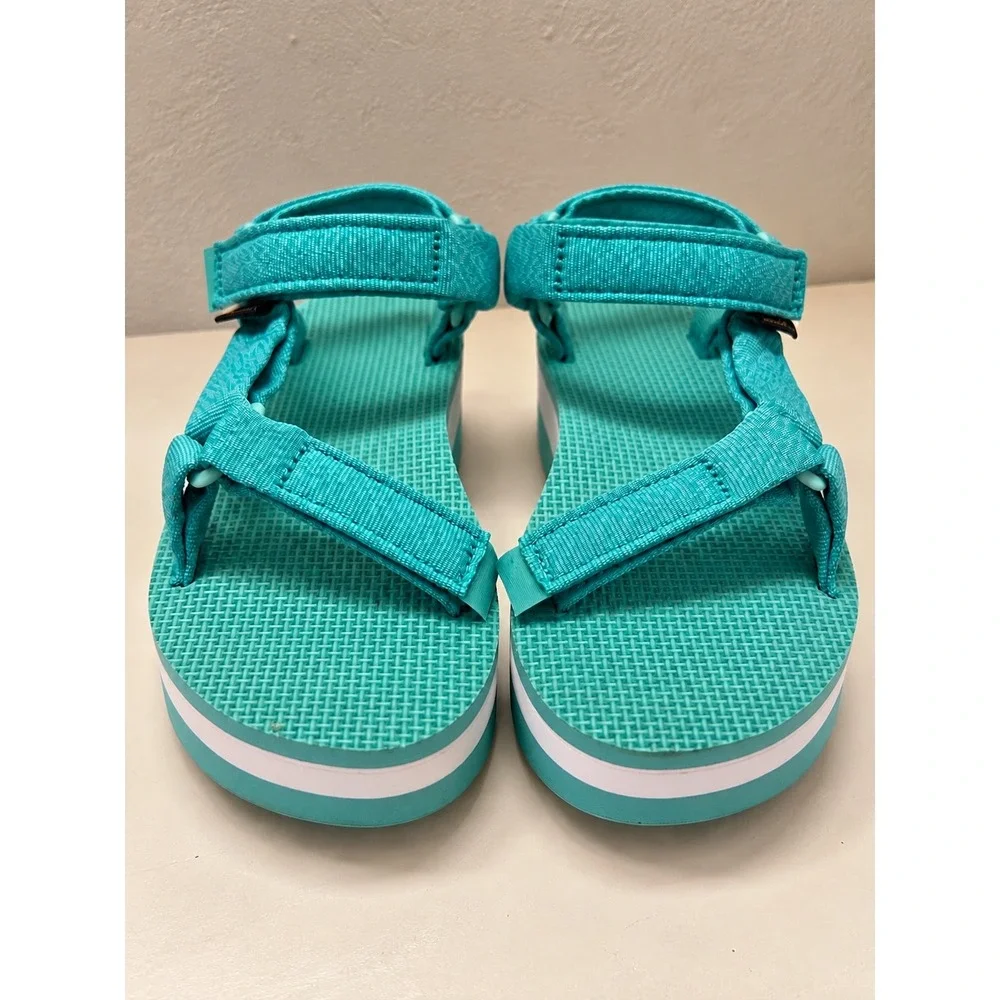 Teva Platform Sandals Women's Size 5 Teal Green Flatform Universal Strappy Retro